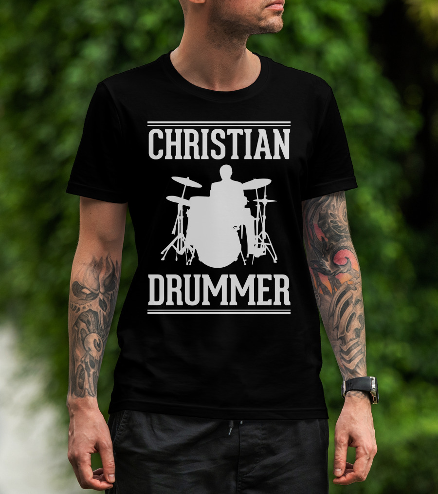 CHRISTIAN DRUMMER SILHOUETTE WITH DRUM SET T-Shirt