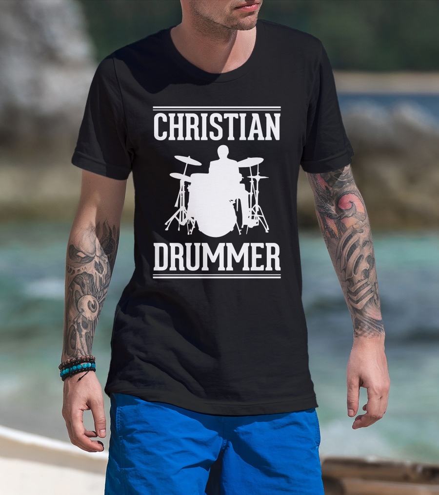 CHRISTIAN DRUMMER SILHOUETTE WITH DRUM SET T-Shirt