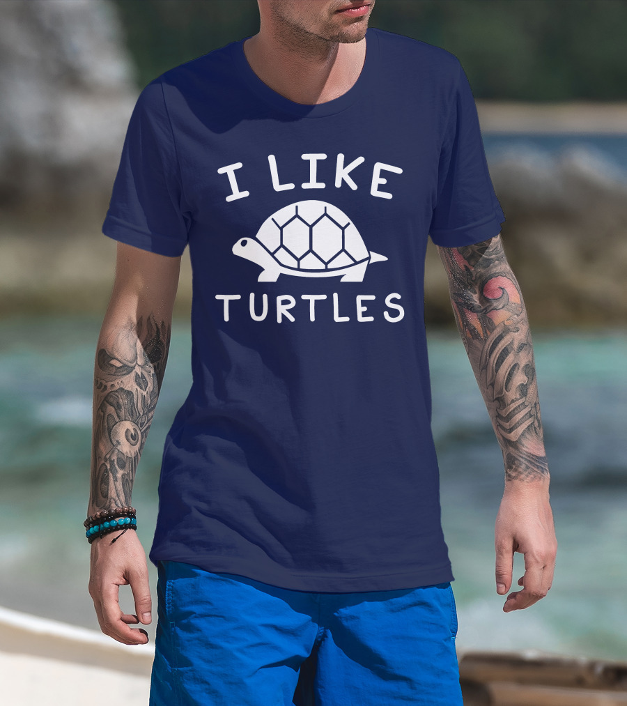 I Like Turtles Funny Tortoise Lover Geometric T-Shirt
