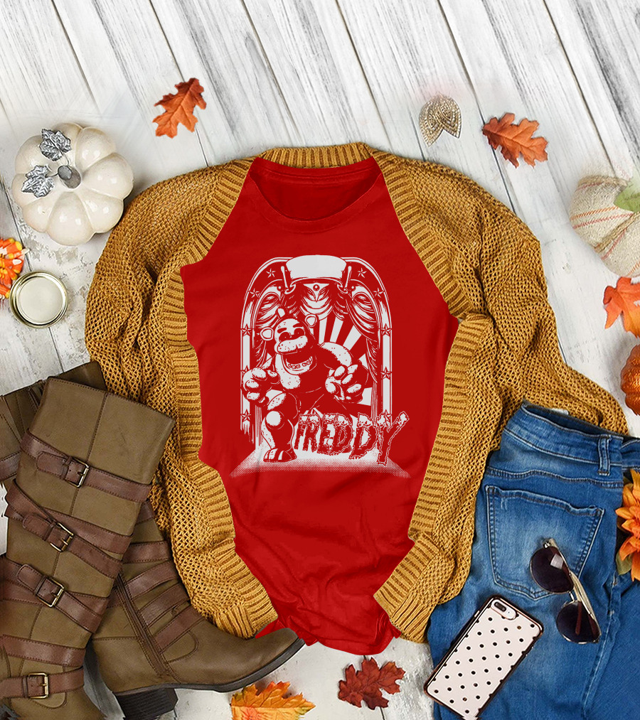Freddy Fazbear Curtain Stage Retro Archway-style T-Shirt