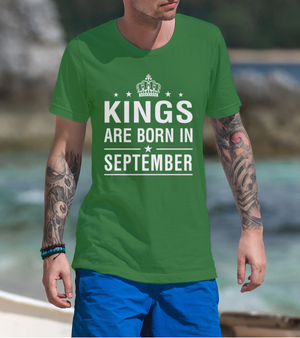 Kings Are Born In September Crown And Stars T-Shirt