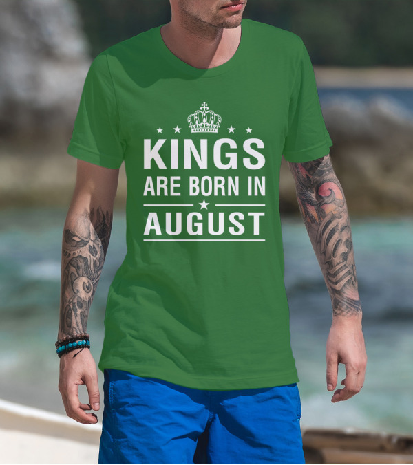 Kings Are Born In August Crown And Stars T-Shirt