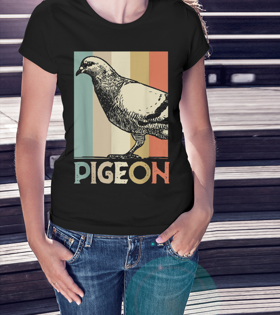 Pigeon Breeder Racing Retro Bird Stripes T-Shirt