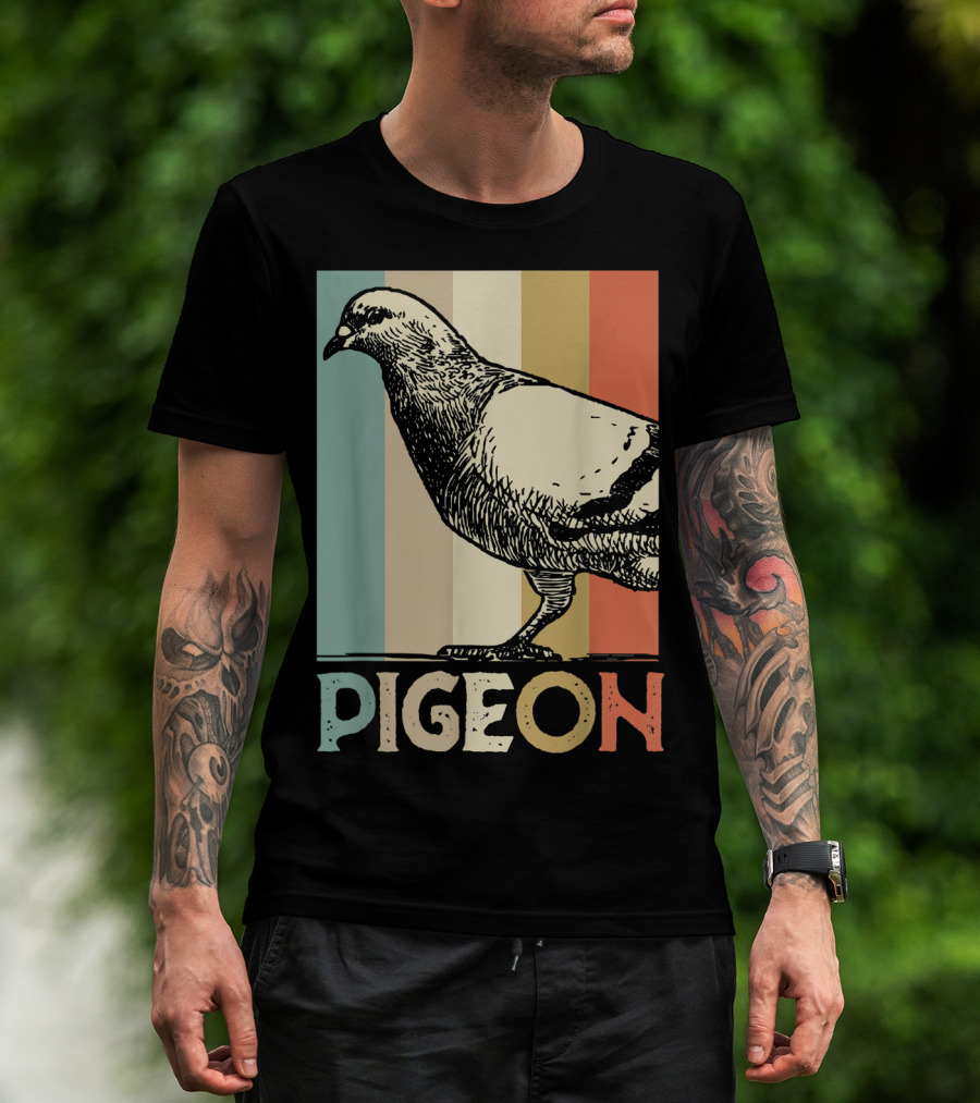 Pigeon Breeder Racing Retro Bird Stripes T-Shirt