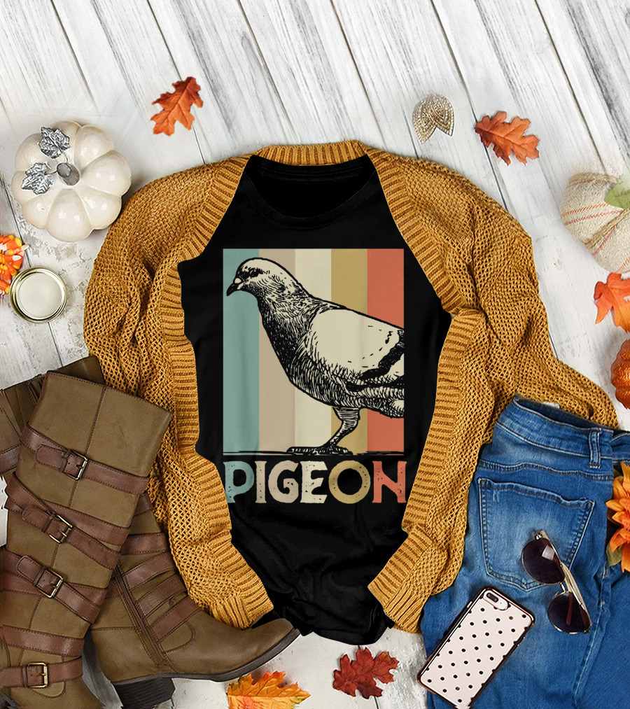 Pigeon Breeder Racing Retro Bird Stripes T-Shirt