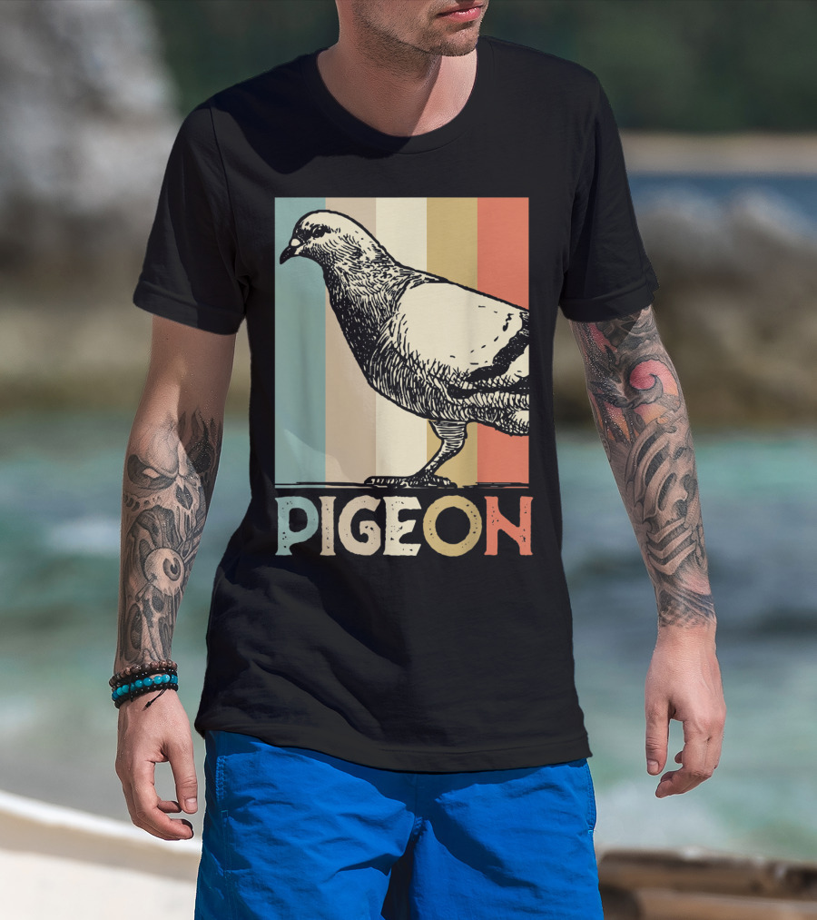Pigeon Breeder Racing Retro Bird Stripes T-Shirt