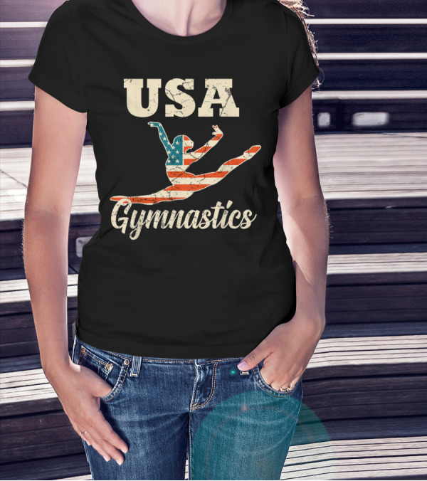 USA Gymnastics American Flag Gymnast T-Shirt