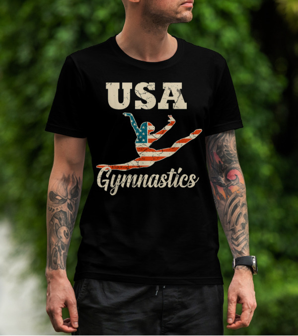 USA Gymnastics American Flag Gymnast T-Shirt