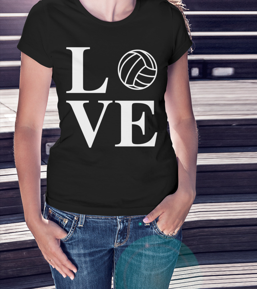Love Volleyball Ball Symbol Typography T-Shirt