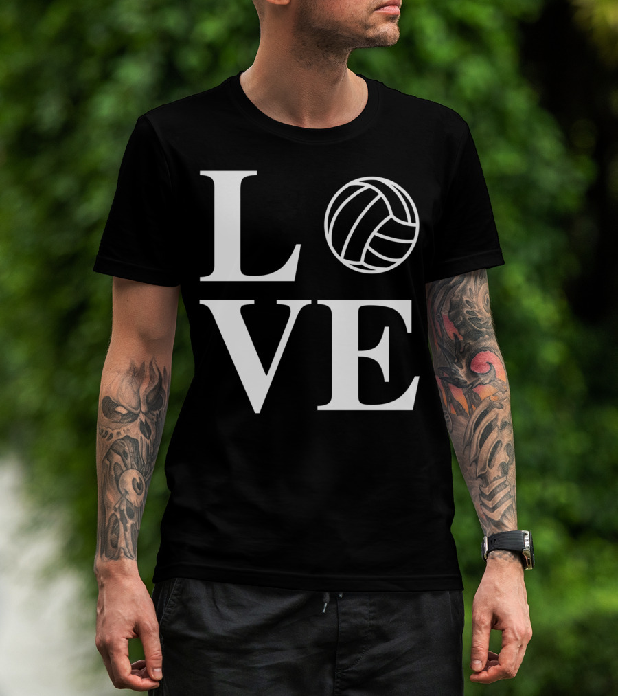 Love Volleyball Ball Symbol Typography T-Shirt