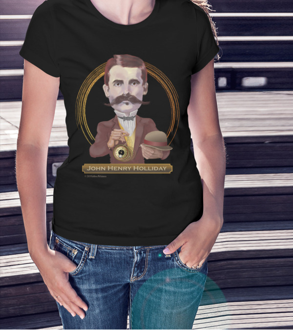 John Henry Holliday Wild West Legend Holding Pocket Watch And Bowler Hat T-Shirt