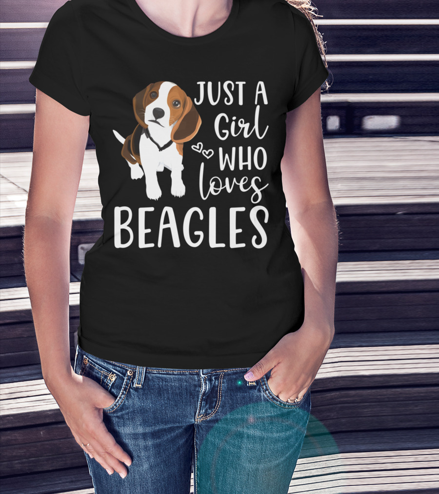 Just A Girl Who Loves Beagles With Cute Hearts And Beagle T-Shirt