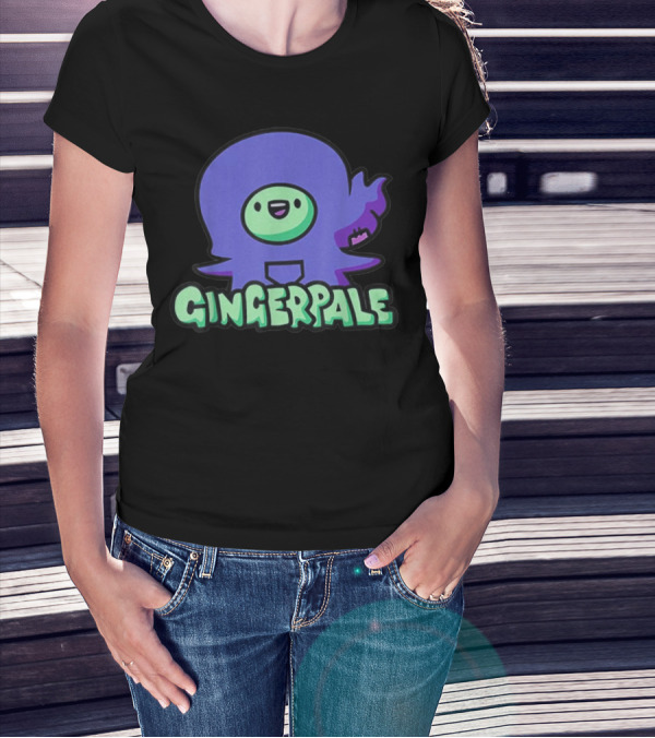 Gingerpale Cute Character With Purple And Green T-Shirt