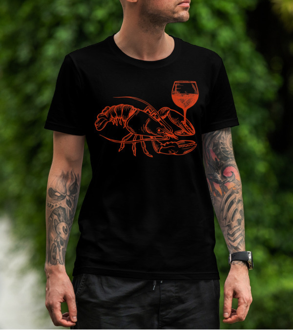 Lobster Wine Drinking Funny Summer Vacation T-Shirt