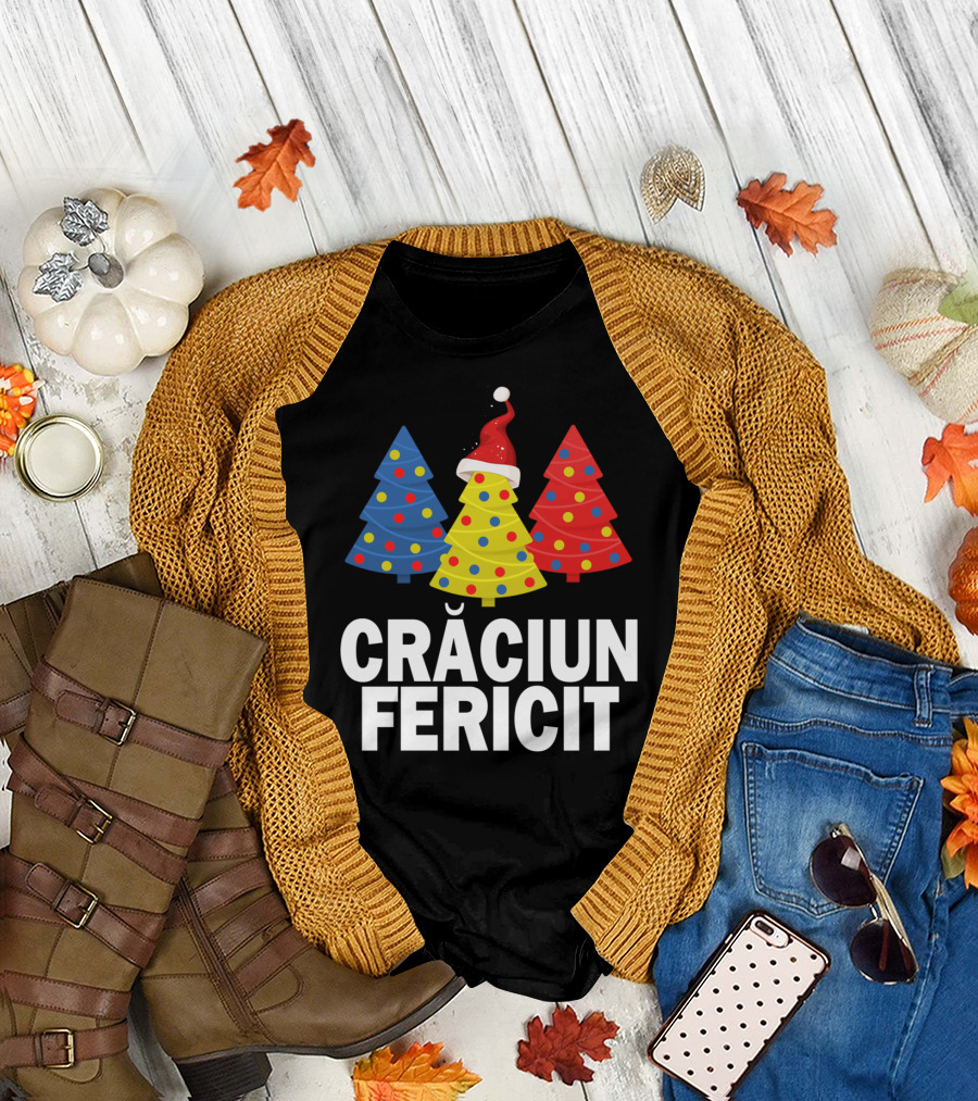 Crăciun Fericit Merry Christmas Romanian Trees Romania Lovers T-Shirt