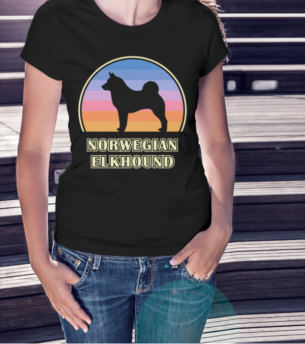 Norwegian Elkhound Vintage Sunset T-Shirt
