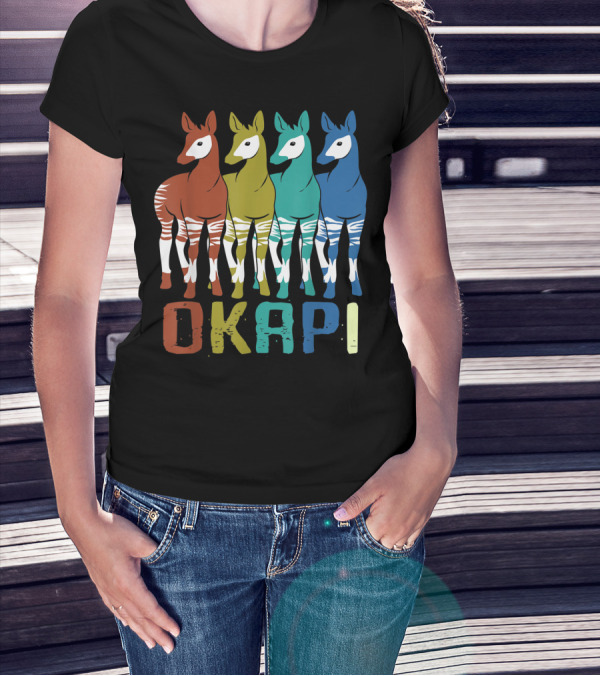 Okapi Family Colorful Okapi Flock T-Shirt