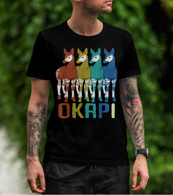 Okapi Family Colorful Okapi Flock T-Shirt