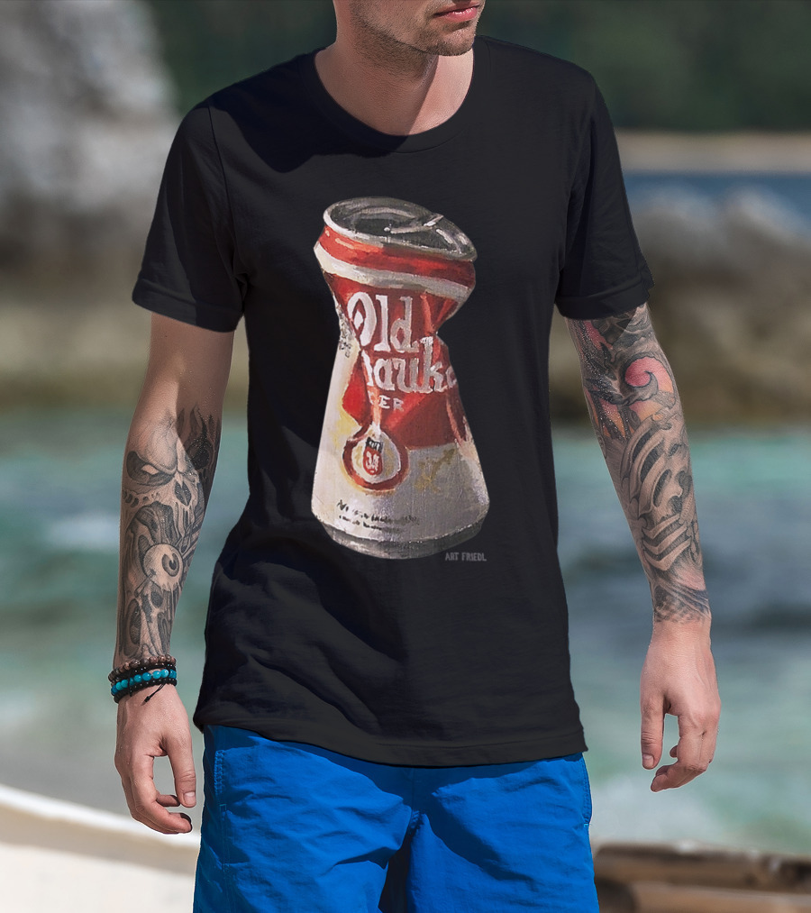 Old Crushed Beer Can Milwaukee Art Friedl T-Shirt