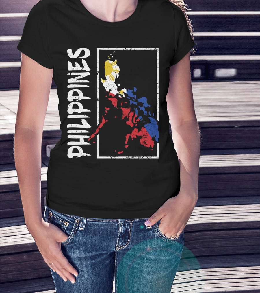 Philippines Flag Map And Filipino Pride T-Shirt