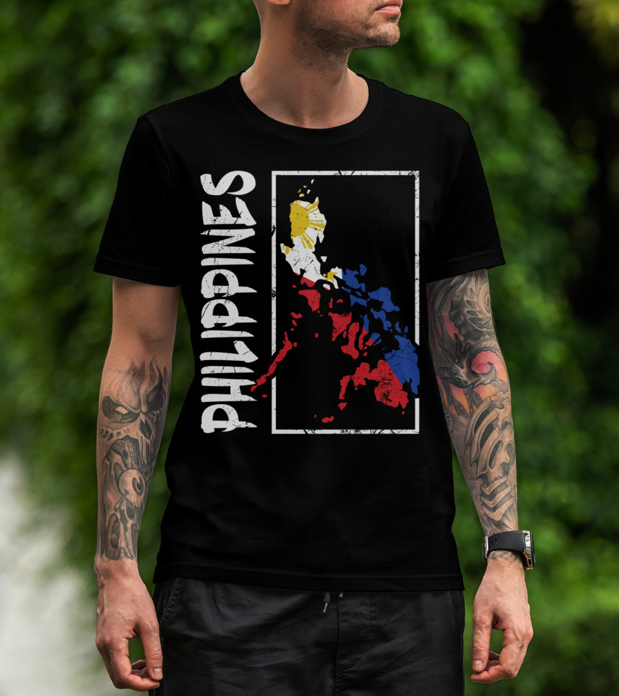 Philippines Flag Map And Filipino Pride T-Shirt