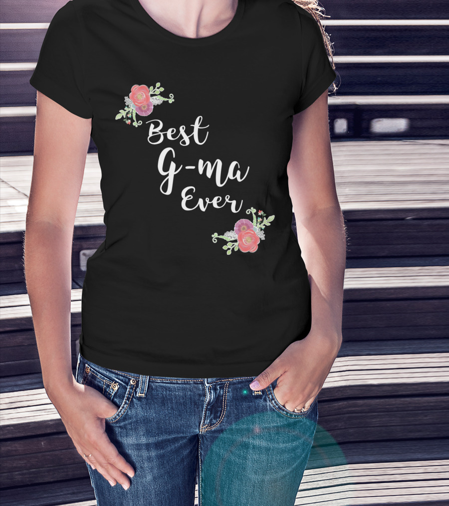 Best G-ma Ever Pink Flowers Floral T-Shirt