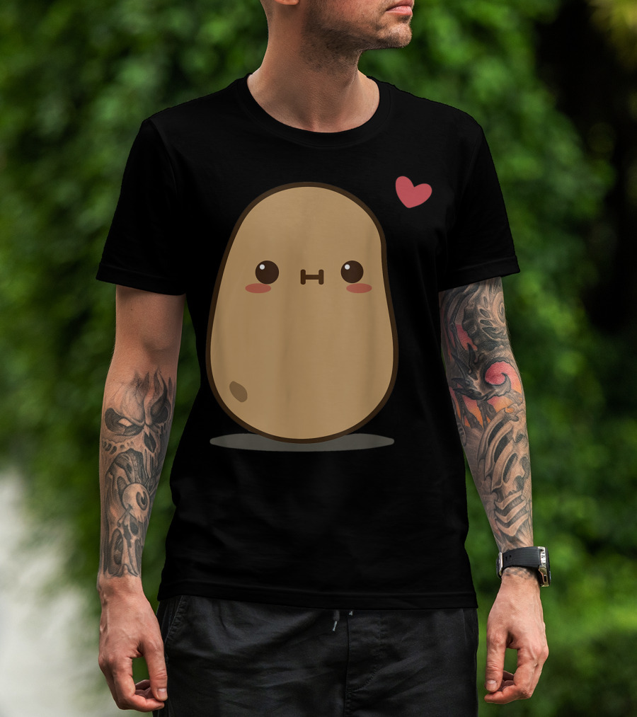 Potato Love Heart Cute Kawaii Character With Heart Balloon T-Shirt