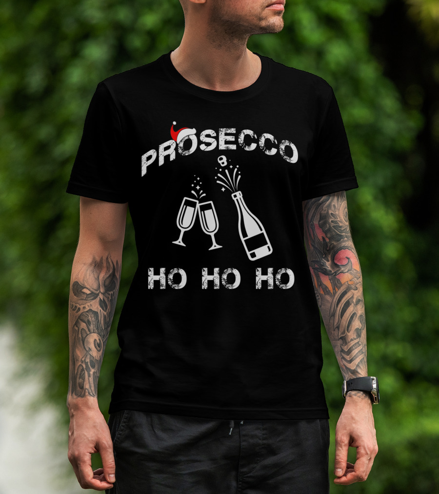 Prosecco Ho Ho Ho Santa Hat Christmas Party T-Shirt
