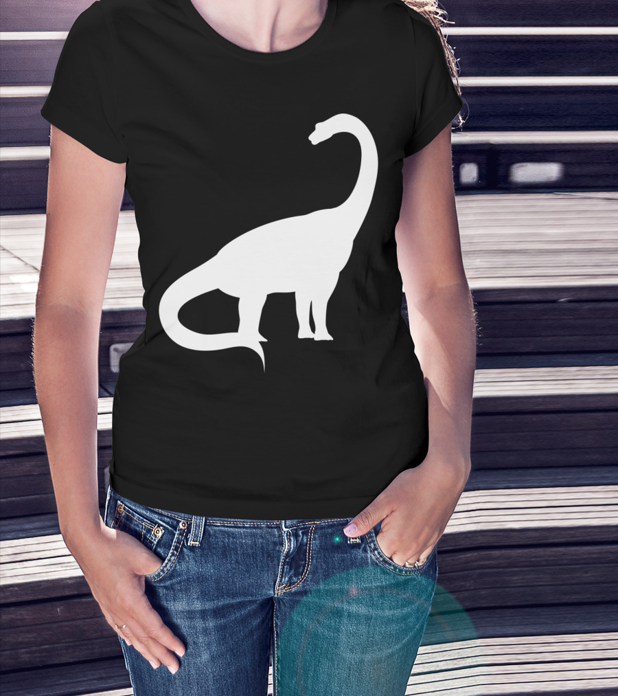 Retro Brachiosaurus Dinosaur Silhouette Classic Minimalist T-Shirt