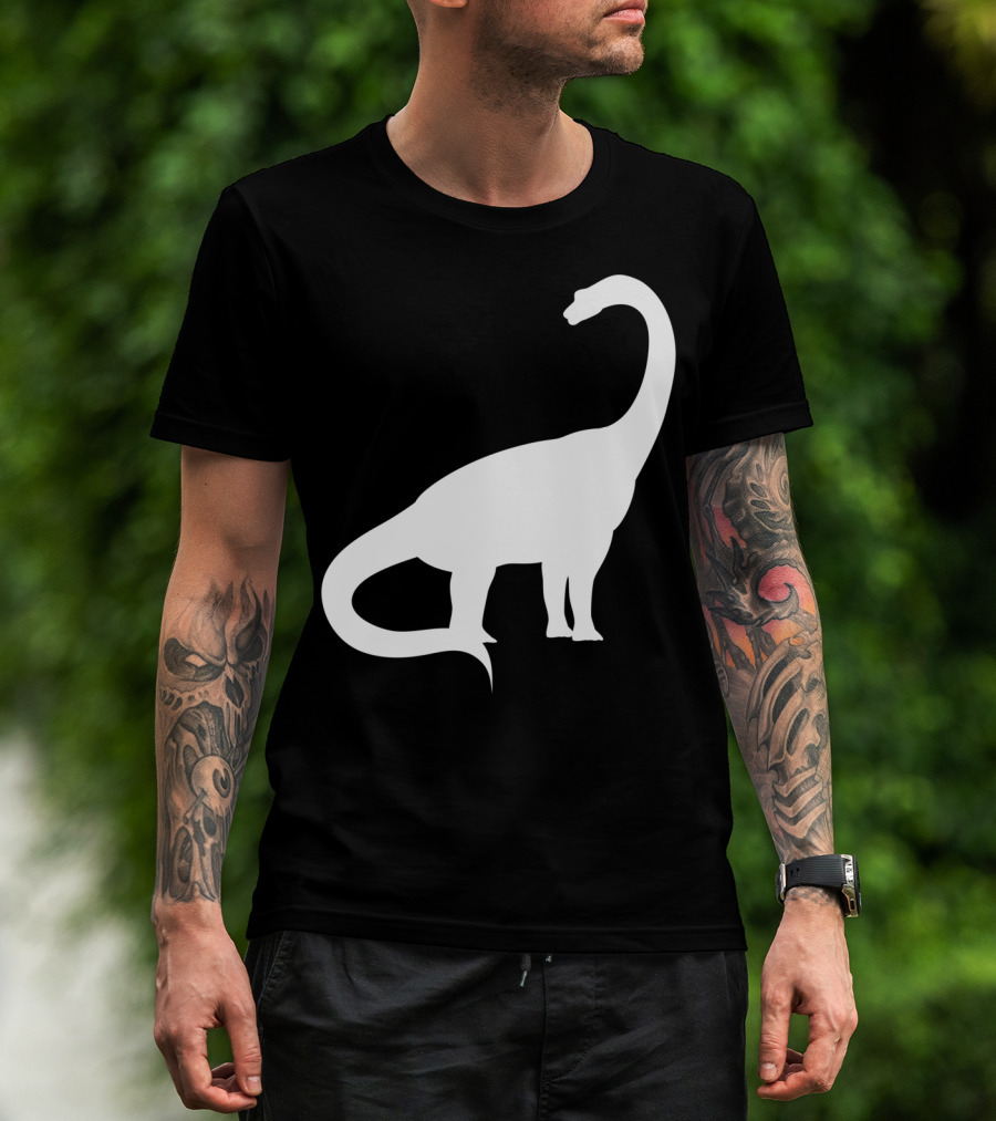 Retro Brachiosaurus Dinosaur Silhouette Classic Minimalist T-Shirt