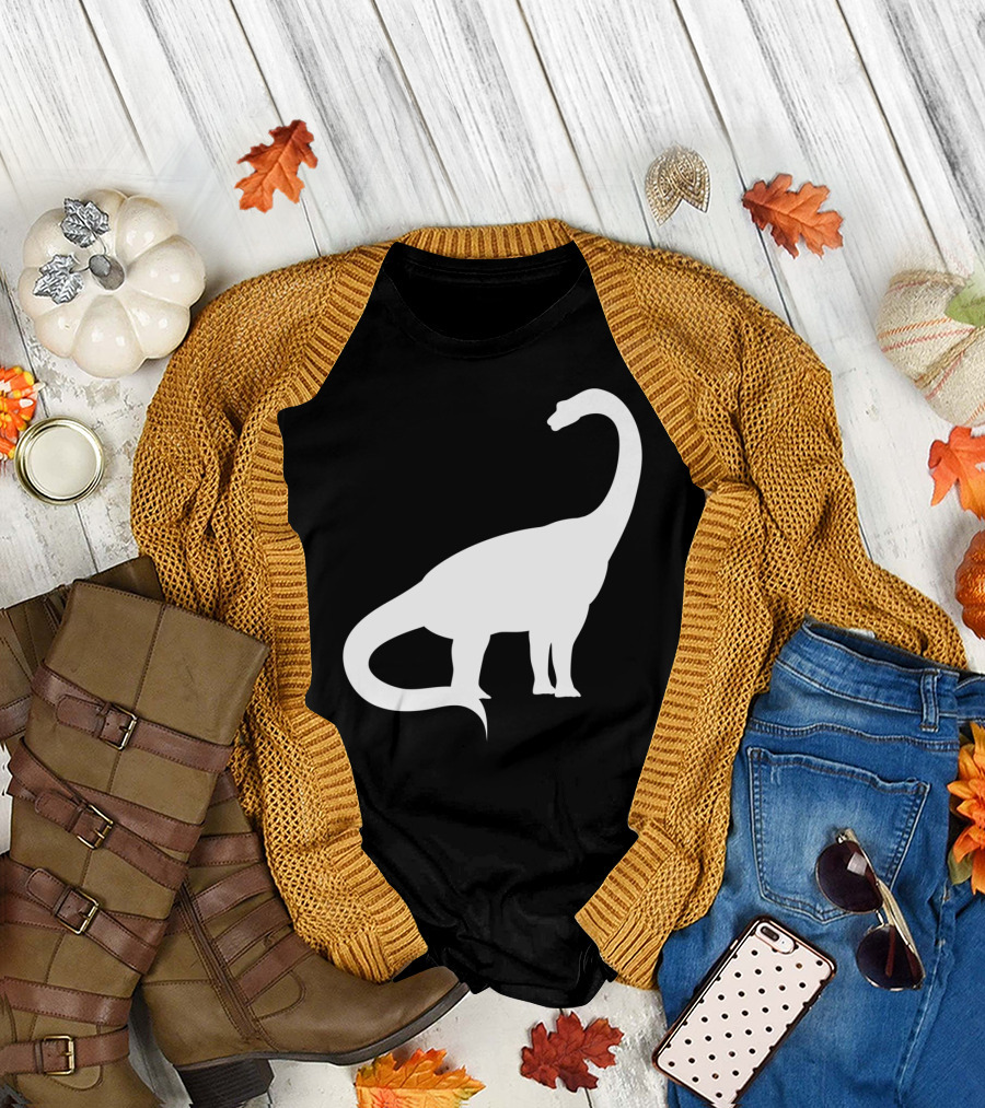Retro Brachiosaurus Dinosaur Silhouette Classic Minimalist T-Shirt