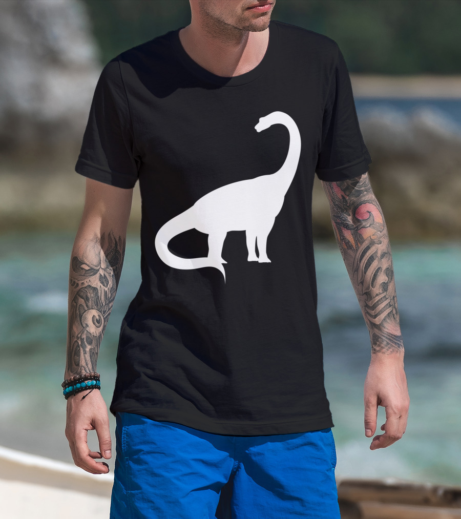 Retro Brachiosaurus Dinosaur Silhouette Classic Minimalist T-Shirt