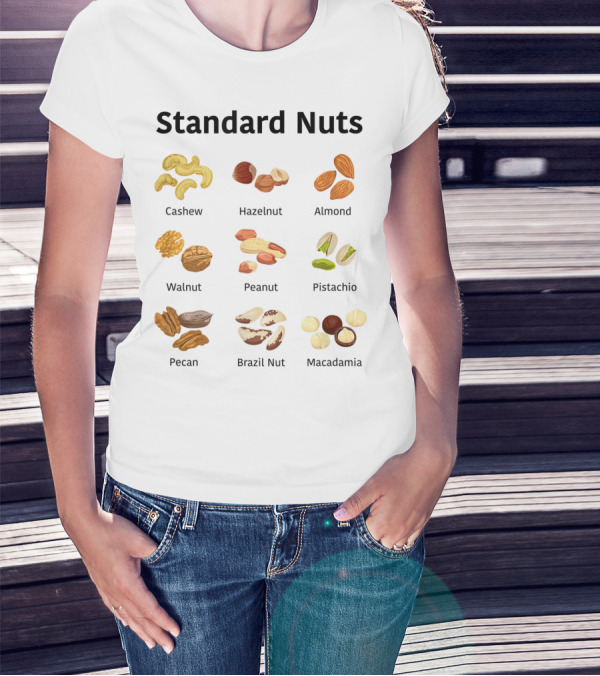 Standard Nuts Youth Cashew Hazelnut Almond Walnut Peanut Pistachio Pecan Brazil Nut Macadamia Lots Of Colors T-Shirt