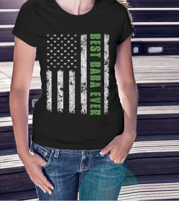 Best Baba Ever American Flag Papa Father USA T-Shirt