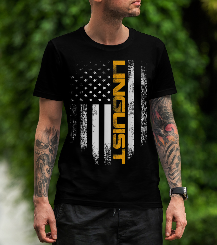 Vintage American USA Flag Linguist Cool T-Shirt