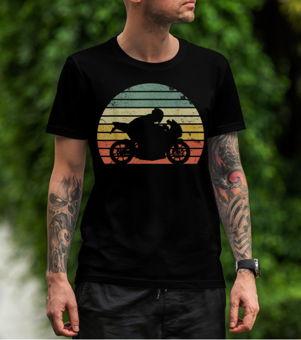 Vintage Biker Motorcycle Retro Sunset T-Shirt