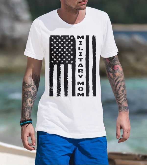 Military Mom American Flag Veteran's Pride T-Shirt