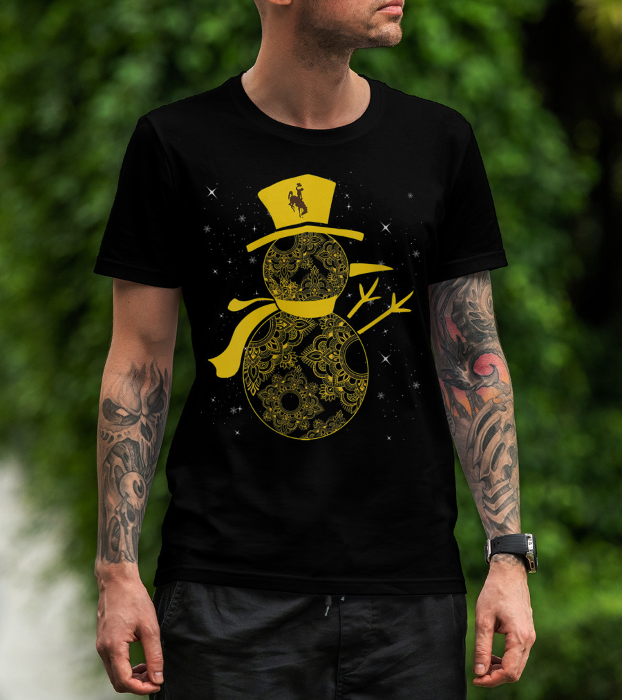Wyoming Cowboys Mandala Snowman With Cowboy Hat T-Shirt