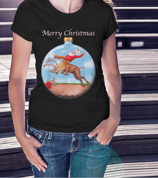 Merry Christmas Santa Claus Riding Rudolph T-Shirt