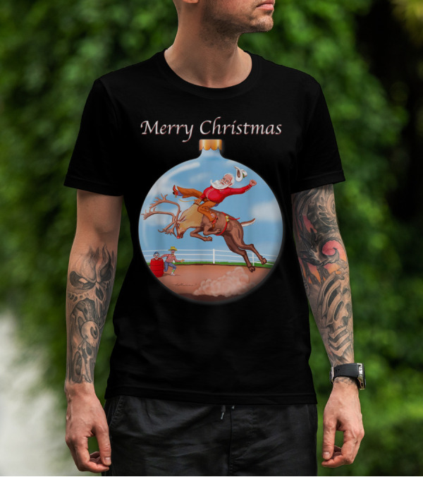 Merry Christmas Santa Claus Riding Rudolph T-Shirt