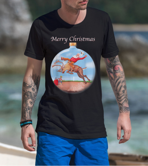 Merry Christmas Santa Claus Riding Rudolph T-Shirt