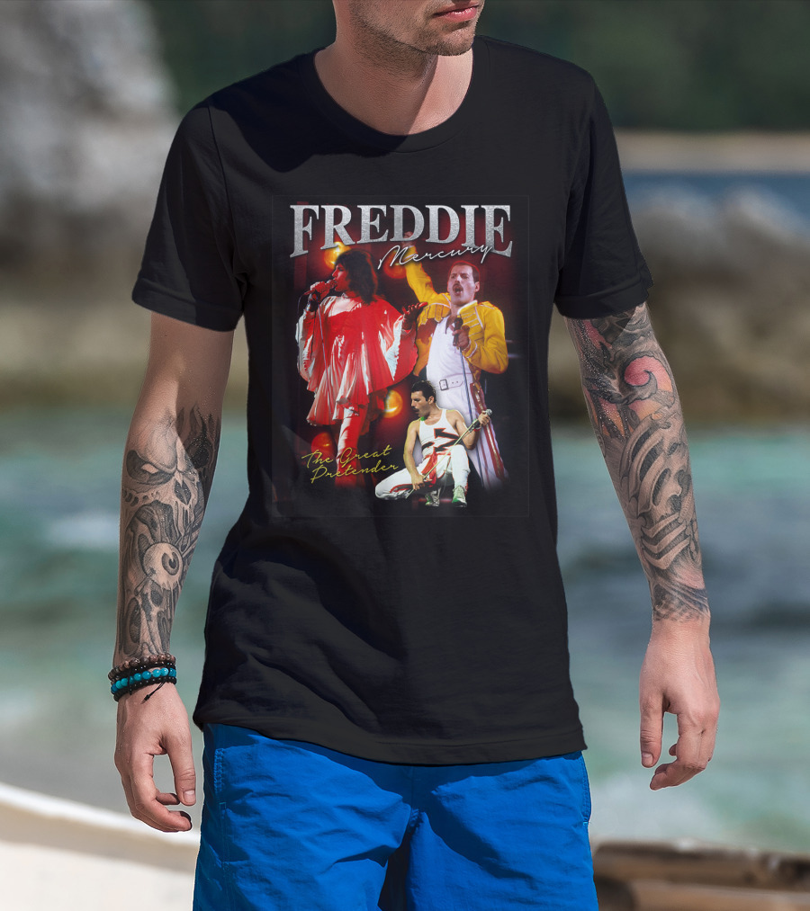 Freddie Mercury The Great Pretender Concert Image Montage T-Shirt