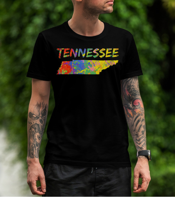 Tennessee Colorful State Outline Brush Stroke T-Shirt