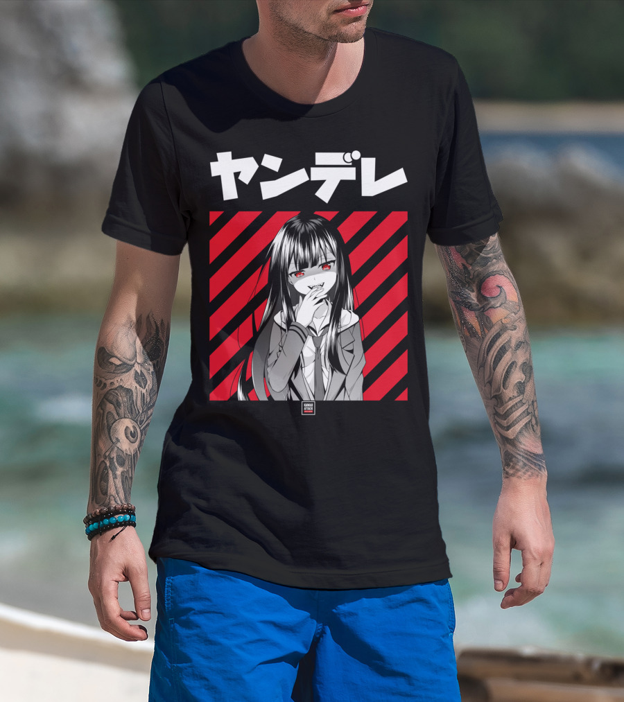 Yandere Japanese Anime Red Eyes Dark Hair Manga T-Shirt