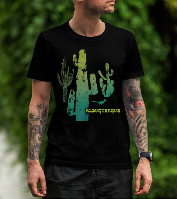 Albuquerque New Mexico Desert Cactus And Roadrunner T-Shirt
