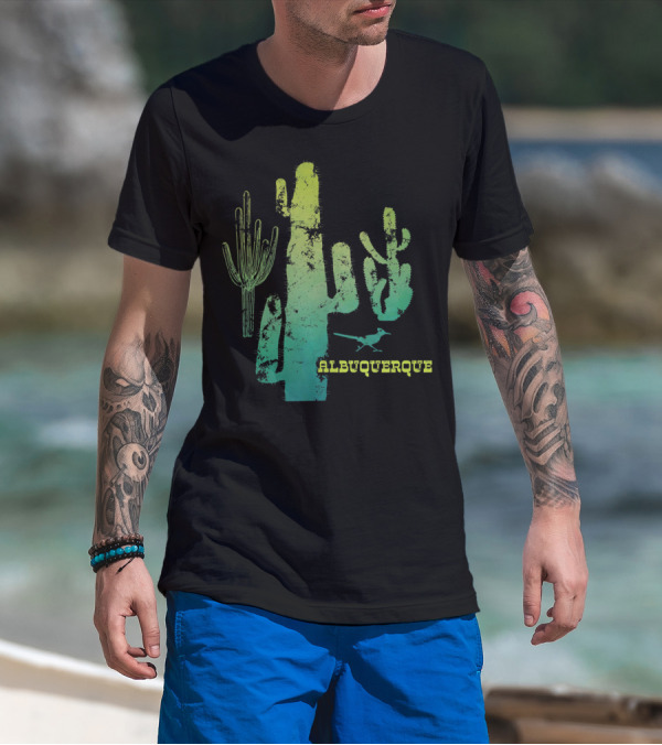 Albuquerque New Mexico Desert Cactus And Roadrunner T-Shirt