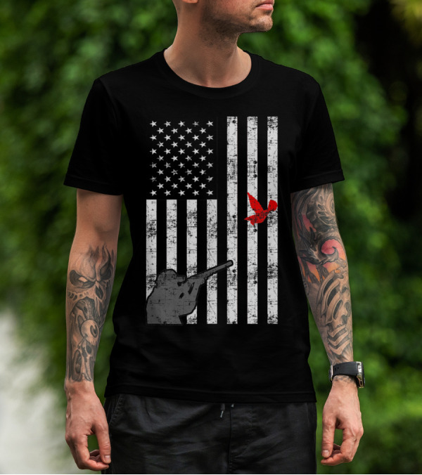American Flag Bird Hunter Trapping USA Loyal Hunter T-Shirt
