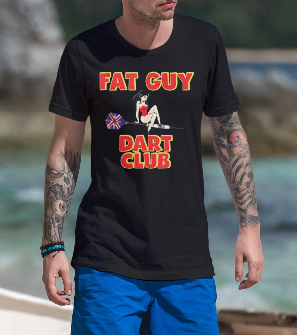 Fat Guy Dart Club Funny Darts Bar Games UK Union Jack T-Shirt