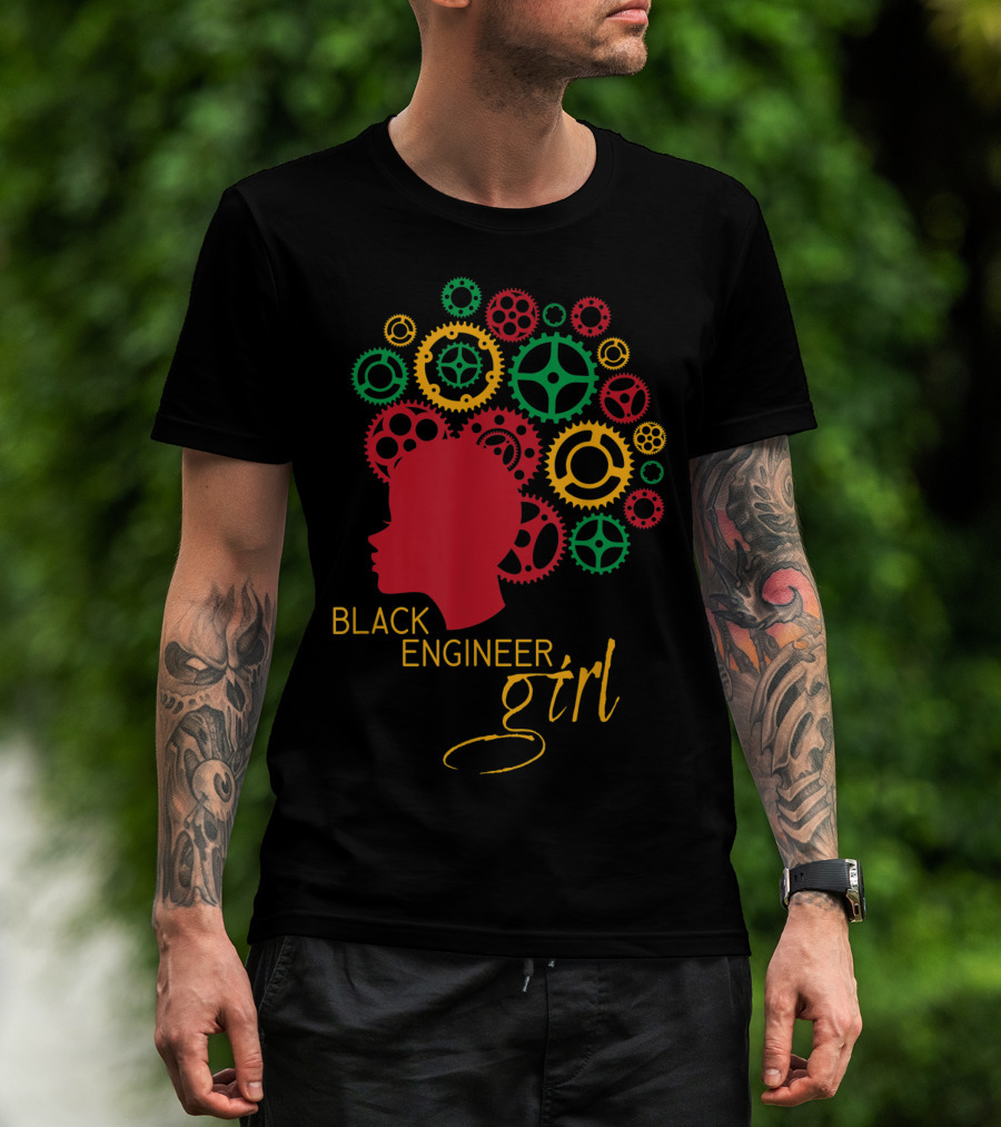 Black Engineer Girl Afro Gears T-Shirt