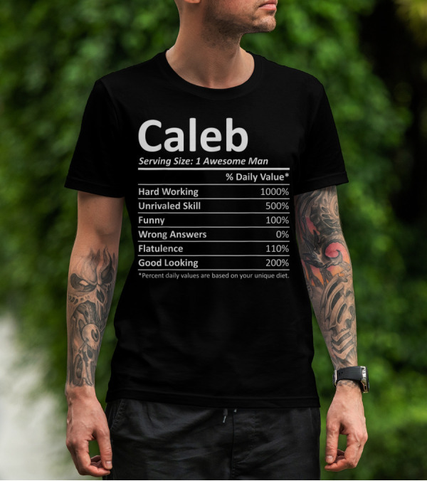 Caleb Nutrition Facts Serving Size: 1 Awesome Man T-Shirt